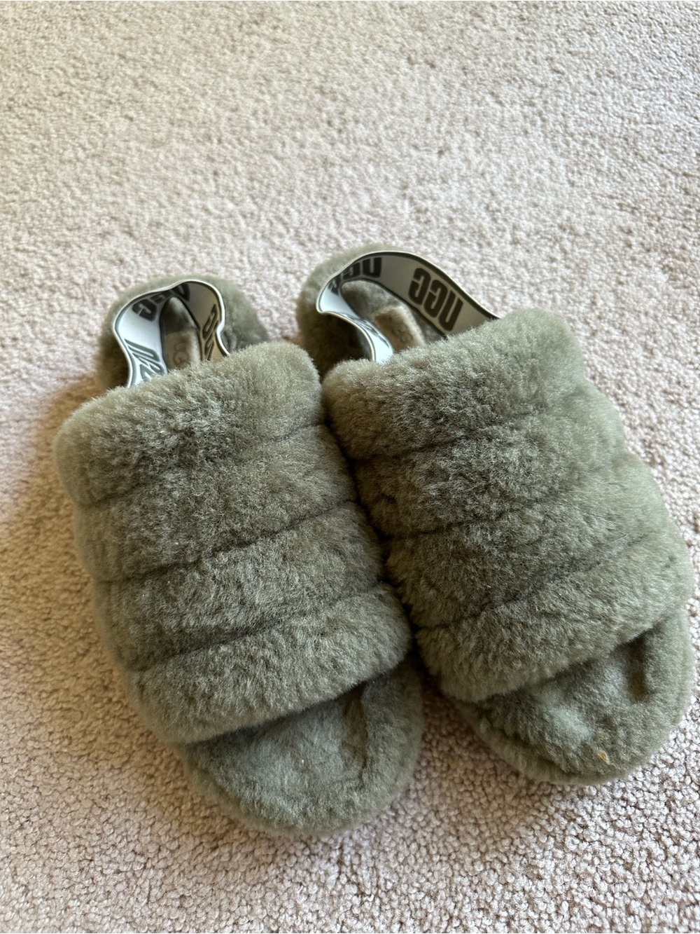 UGG Olive Green Faux-Shearling Slide
